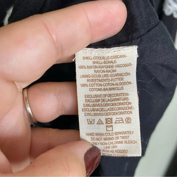 Free People Black White Gauze Boho Floral Embroidered Mini Dress Size XS - Picture 10 of 11